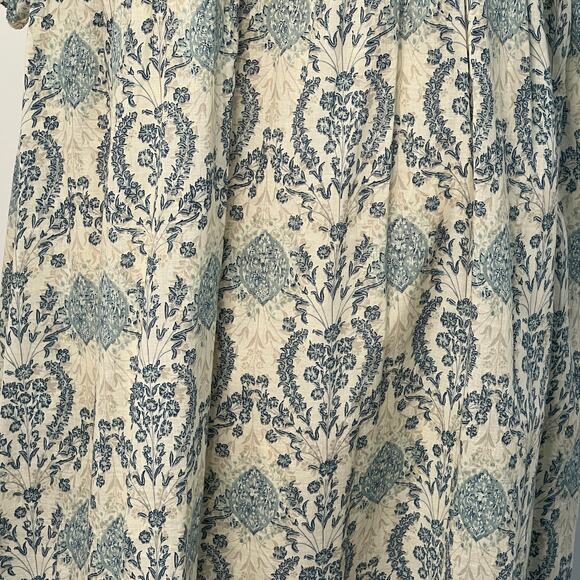 Easel Babydoll Smocked Antique Blue Cream Floral Damask Lace Trim Dress S Boho - Picture 13 of 13